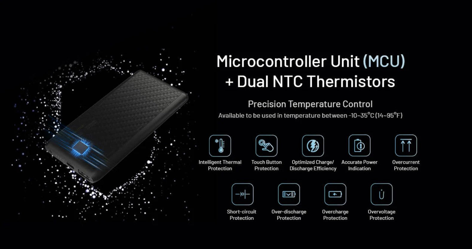 Batterie externe légère et étanche IPX7 de 10 000 mAh