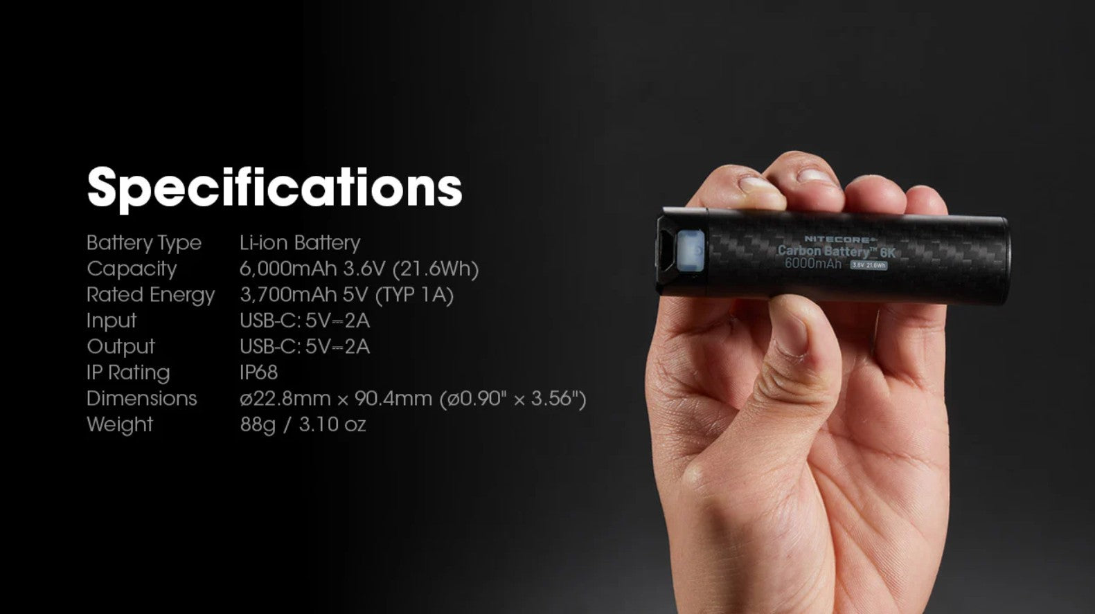 Batterie externe légère et submersible de 6000 mAh pour le bikepacking