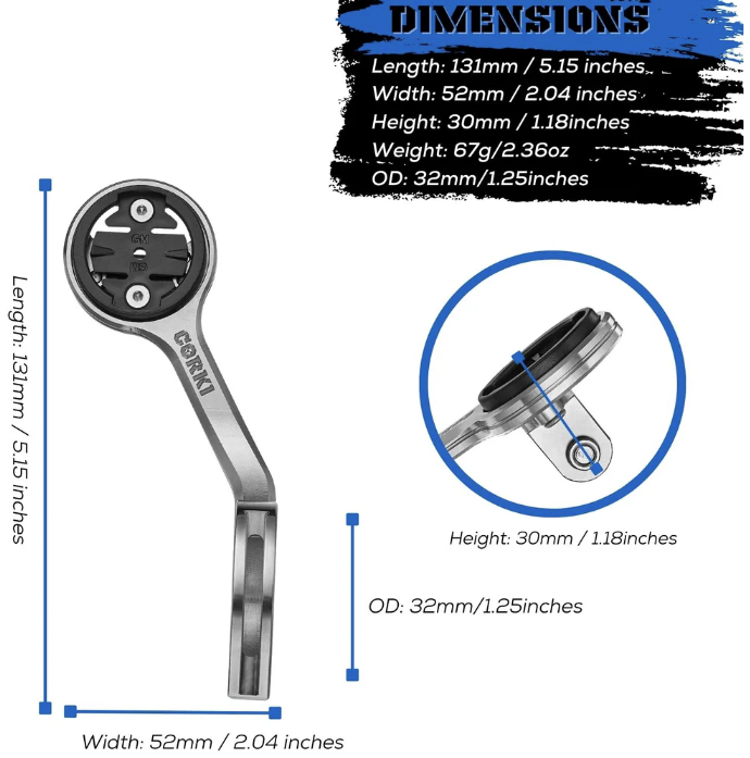 Titanium "Outfront" Dual Function Mount - Computer and Lamp / Camera, 31.8mm - Jefe.bike